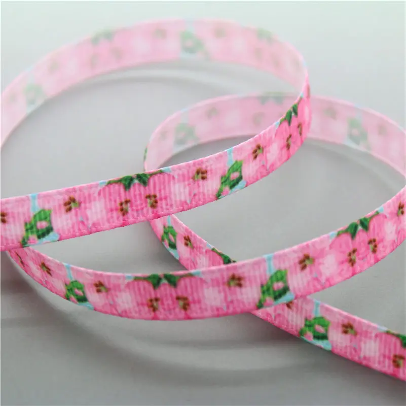 7 DHK 3/8 ''10 ярдов цветы напечатанные ленты аксессуар hairbow головной убор DIY украшения OEM 9 мм B1790 - Цвет: 7