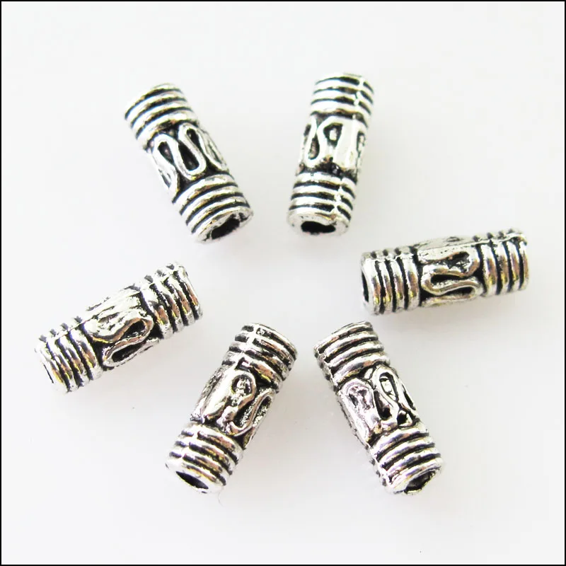 100 шт Тибетский серебристый цвет трубки бусины Подвески 3x8mm | Украшения и
