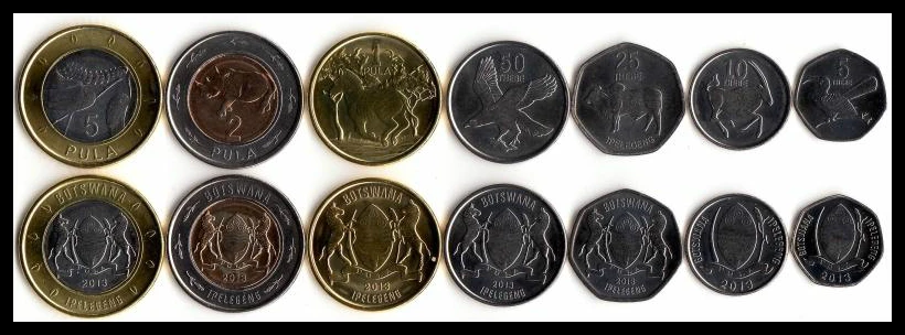

Botswana African animals coin 7pieces/ Set Original Genuine Coin