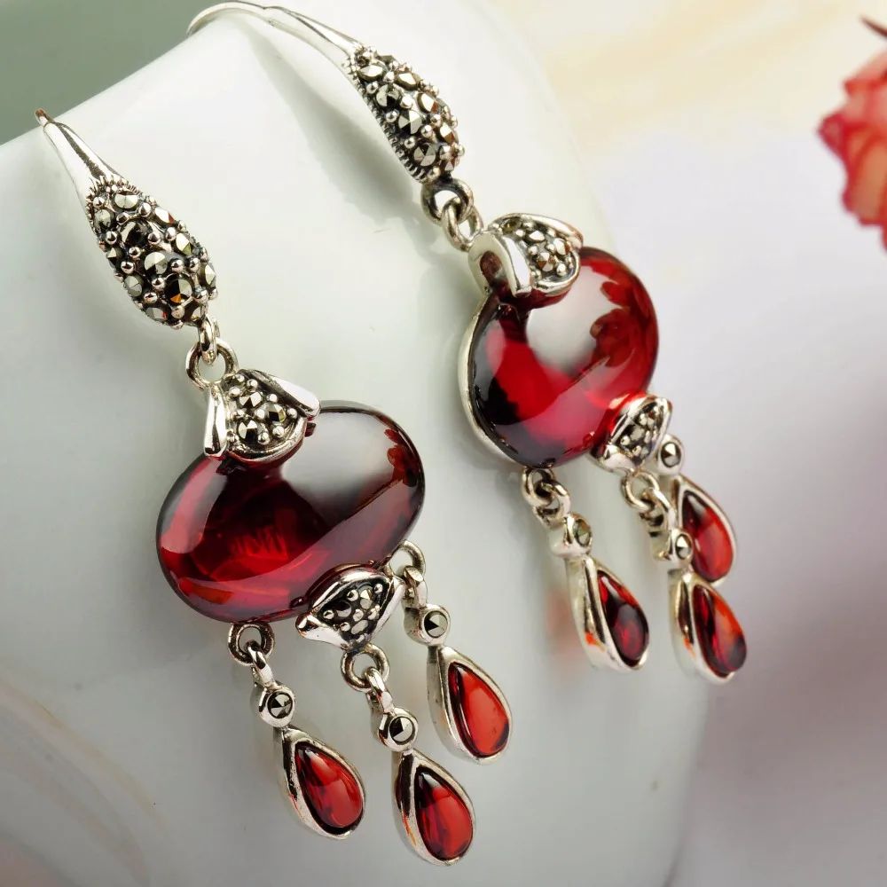 KJJEAXCMY Fine Jewelry S925 Sterling Silver Garnet Long Style Tassel Temperament Fashion Earrings for Women | Украшения и