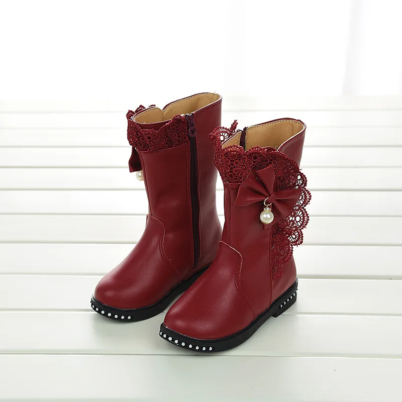 Зимние детские ботинки весенние с бантом для девочек модные зимние из