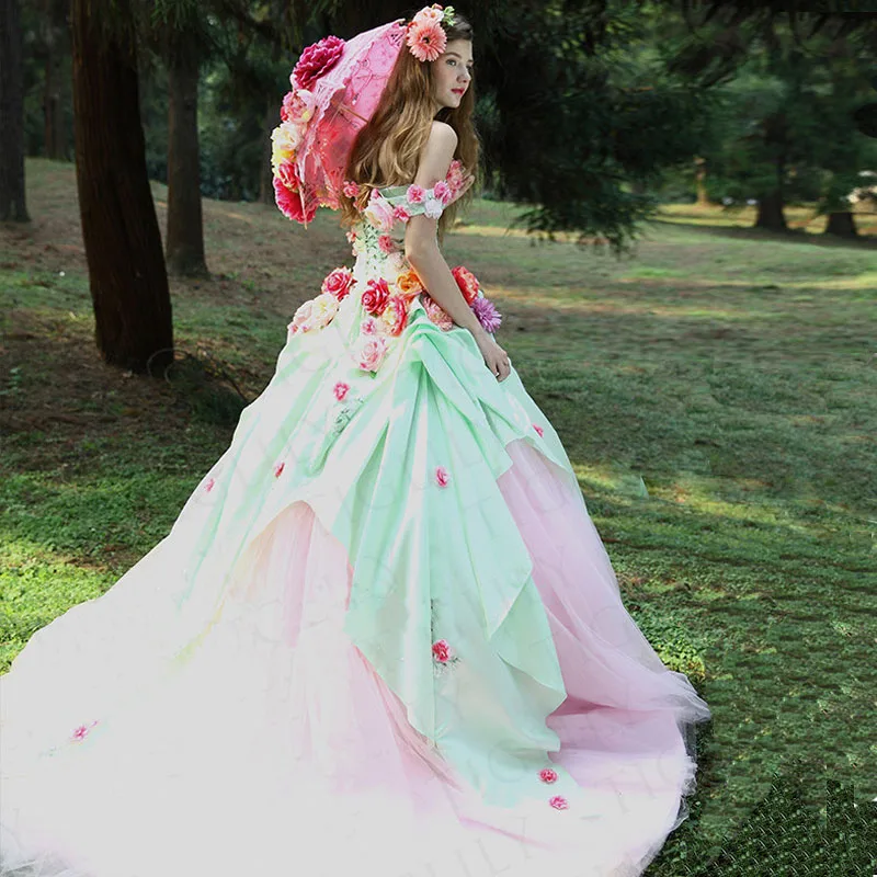 BONJEAN Colourful 3D Flowers Ball Gown Quinceanera Dresses 2019 Sexy Strapless Sweet 16 for Girl's Vestido de 15 Anos | Свадьбы и
