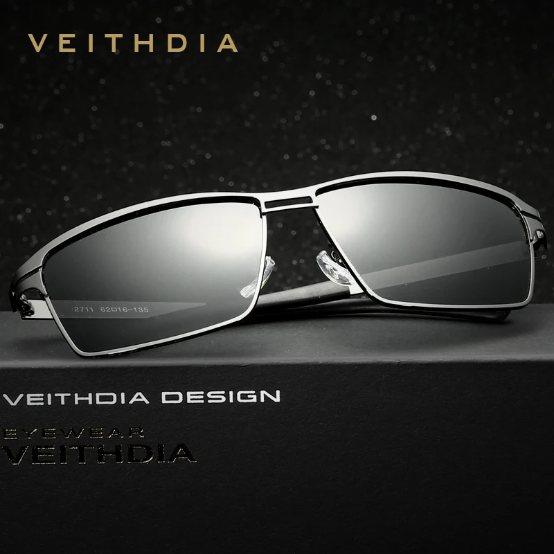 Мужские солнцезащитные очки VEITHDIA из нержавеющей стали, поляризованные очки для вождения, мужские очки, аксессуары, солнцезащитные очки для мужчин 2711
