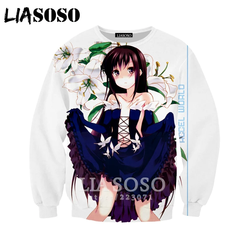 LIASOSO 2019 New Men Women Fashion Hoodies 3D Print Anime Accel World Sweatshirt Casual Unisex Long Sleeve Top Pullover A180-05 | Мужская