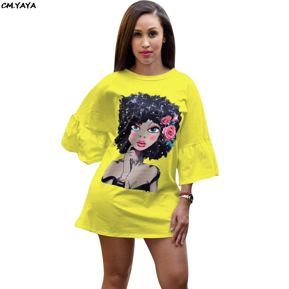 Женское мини-платье с о-вырезом и принтом персонажей из мультфильмов