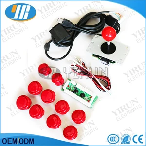 Шт/PS2/PS3/XBOX360 для windows 4 в 1 USB энкодер+ 4way аркадный джойстик+ SANWA 30& 24 мм Кнопка+ кабель для PCB - Цвет: Красный