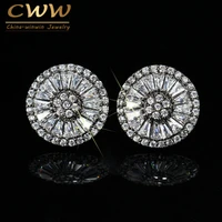 cwwzircons brand unique design black and rose gold color cz stones round earring stud style ear jewelry for ladies cz026