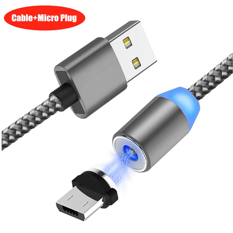 Grey Micro Cable Магнитный Micro USB кабель NiSi для iPhone XR samsung S9 Xiaomi huawei mate 20 TypeC/8PIN IOS штекер провод для быстрой зарядки Кабели 1 м - Цвет: Grey Micro Cable
