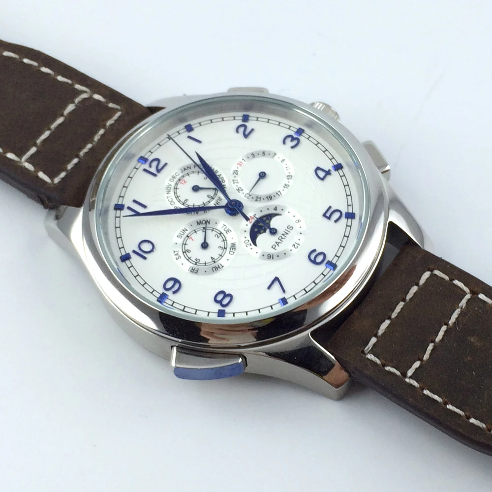 Многофункциональные автоматические мужские часы с белым циферблатом 44 мм |