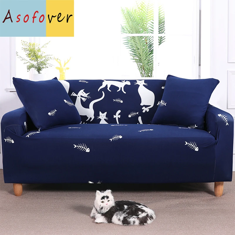 Asofover белый кот Чехлы для диванов гостиной чехол дивана эластичные Угловые чехлы