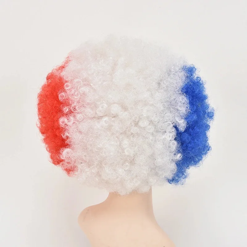 Soccer fan hair France Football Match Wig Blast Head Clown Headgear National Flag Cosplay Halloween Party Accessory | Игрушки и хобби