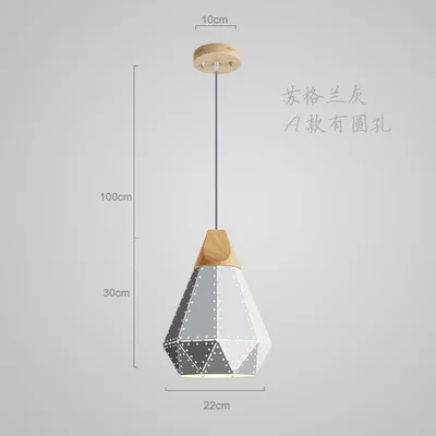 Новинка, 3d Led подвесные светильники, Алмазный металлический Скандинавский современный деревянный металлический светильник, мультяшный креативный подвесной светильник, украшение дома, столовая - Цвет корпуса: A gray with hole