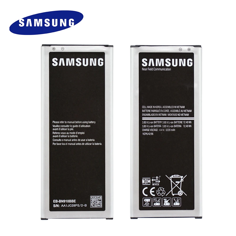 Samsung EB-BN910BBE Батарея для телефона samsung Galaxy note 4 NFC EB-BN910BBU N910A N910U N910F N910H запасная батарея 3220 мА/ч, akku