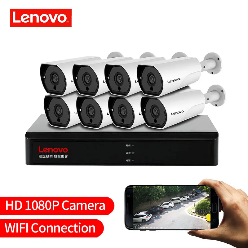 LENOVO 1080P POE NVR комплект 2.0MP HD CCTV камера безопасности Система аудио монитор ip-камера P2P уличная система видеонаблюдения