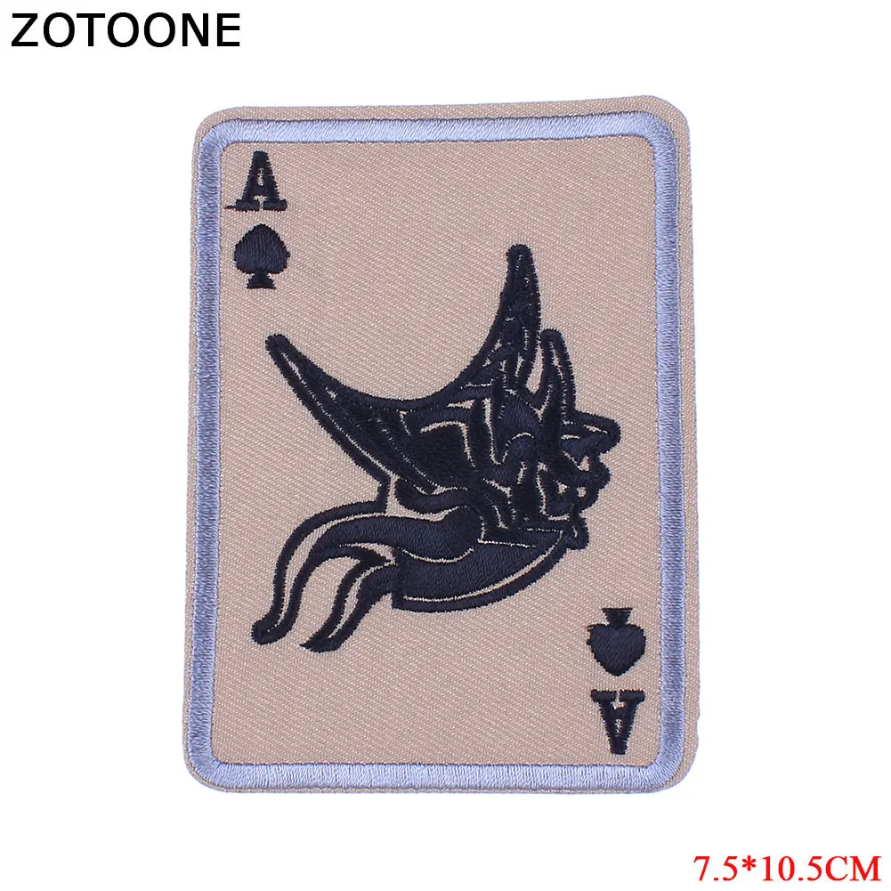 ZOTOONE вышитые нашивки покер приложения для одежды украшение для рюкзака аппликация железная на череп нашивка в стиле панк тканевые наклейки