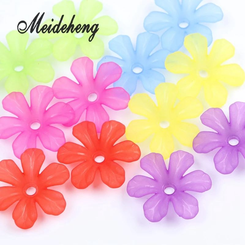31 мм акриловые цветы красочные Полупрозрачные Матовые Цветочные бусины для