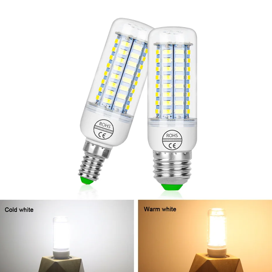 

Светодиодная лампа E27 220 В SMD 5730 E14, светодиодная лампочка 24 36 48 56 69 72 LED s, лампочка-кукуруза, люстра, свеча, светильник льник для украшения дома