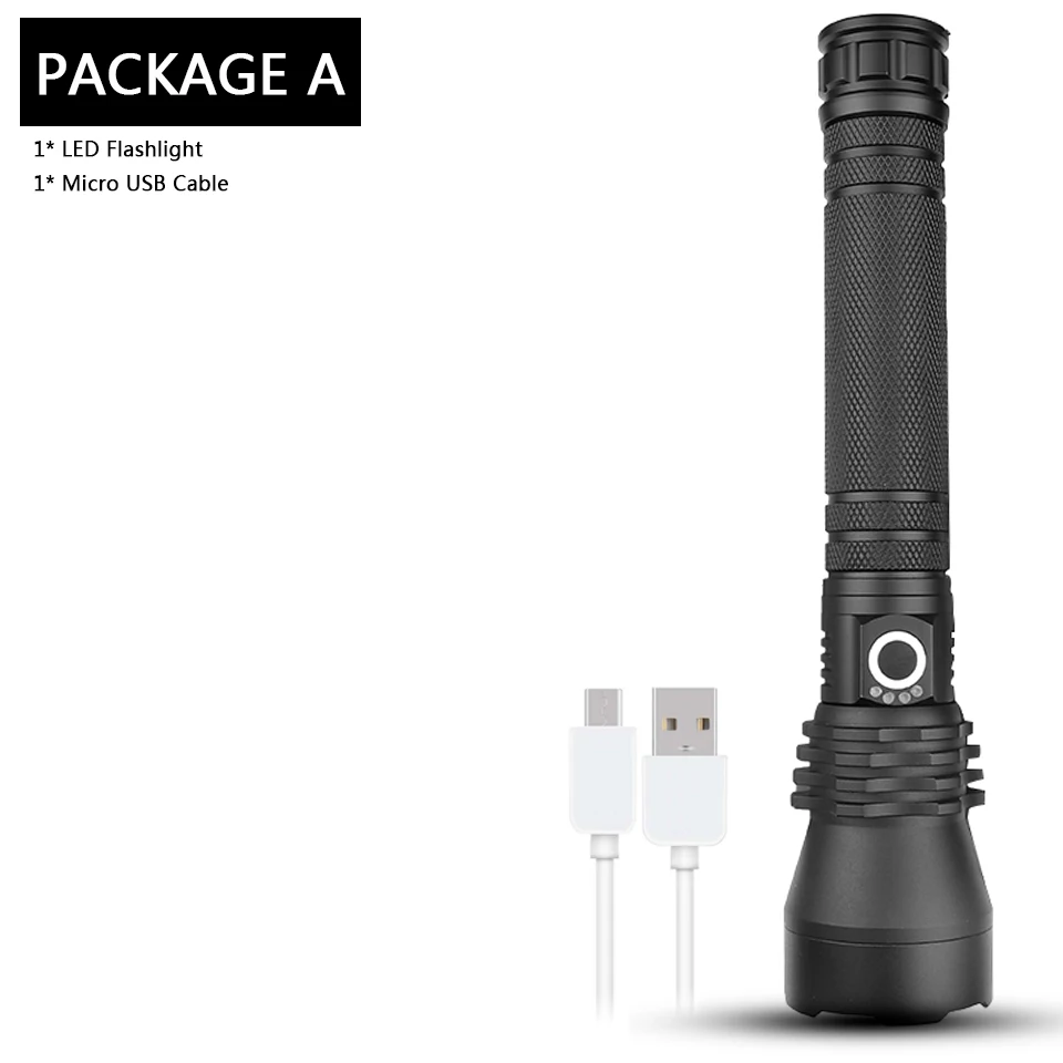 Package A XLamp xhp70.2 самый мощный светодиодный фонарик usb Zoom фонарь xhp50 18650 или 26650 перезаряжаемый аккумулятор - Испускаемый цвет: Package A