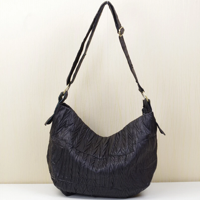 Сумка хобо Женская ручной работы из 100% овечьей кожи с рюшами|sheepskin bag|bags for womenbag |