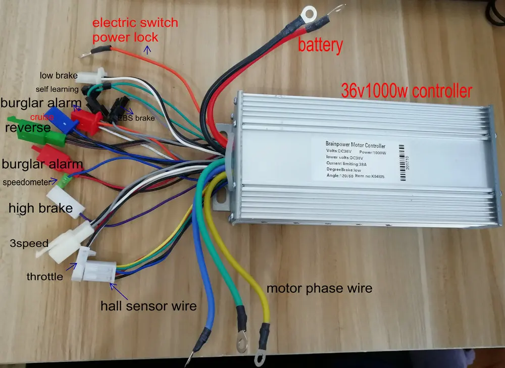 36v48v60v64v800w1000w BLDC контроллер двигателя 15mosfet с 3 скоростями обратный электрический скутер Интеллектуальный велосипед трехколесный велорикша часть
