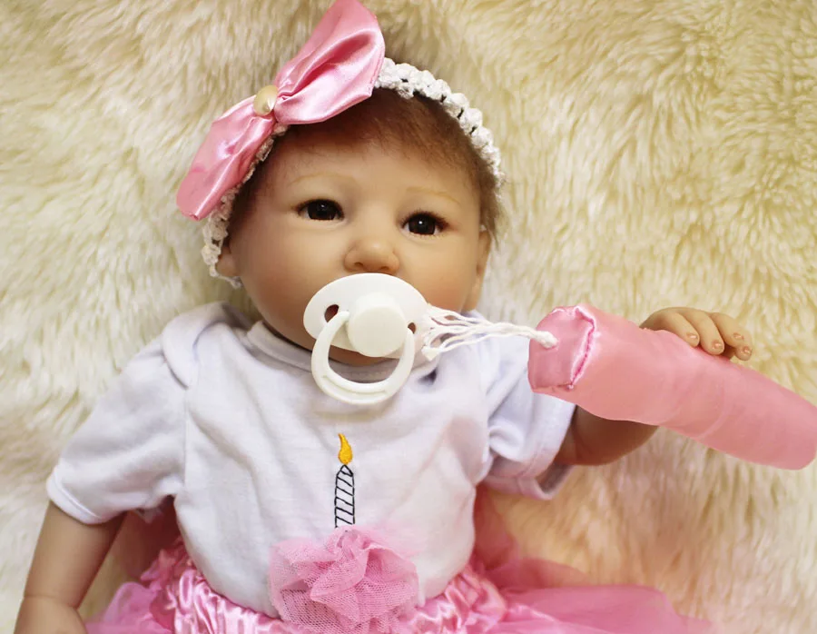 Высокое качество Реалистичные Полный прекрасный 50 см Силиконовые ткань кукла