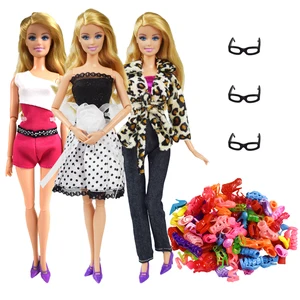 9 предметовкомплект, аксессуары для кукол = 3 шт., Одежда для кукол + 3 шт. очков + 3 пары обуви для 12 дюймов, аксессуары для кукол, игрушки для девочек, подарки