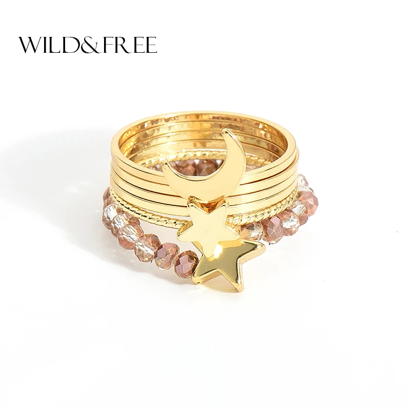 Женский набор колец на фаланги ручной работы бохо кольца золотистого цвета в