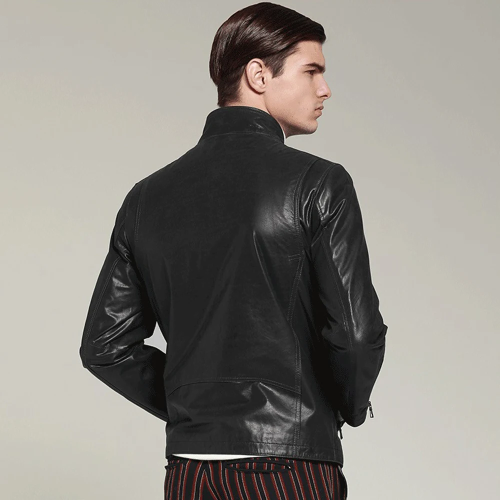 Мужская короткая куртка из натуральной овечьей кожи размеры до 4XL