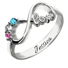 Персонализированное кольцо AILIN для мамы и 925 пробы, серебряное кольцо на день рождения, бесконечное кольцо с гравировкой, кольцо с именем, ювелирное изделие, рождественский подарок для мамы 20