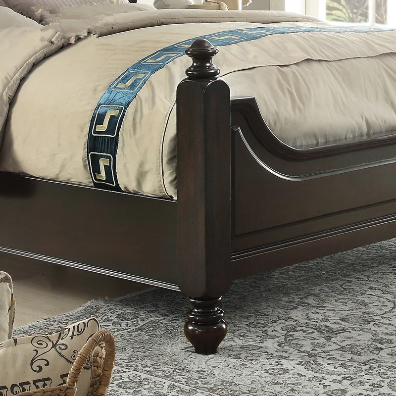 Upholstered solid wooden bed elegant antique style double | Мебель