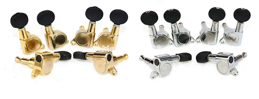 

1 Set of Black Button Acoustic Guitar Tuning Pegs Tuners Machine Head 3L+3R Gold/Silver/Black Free Shipping