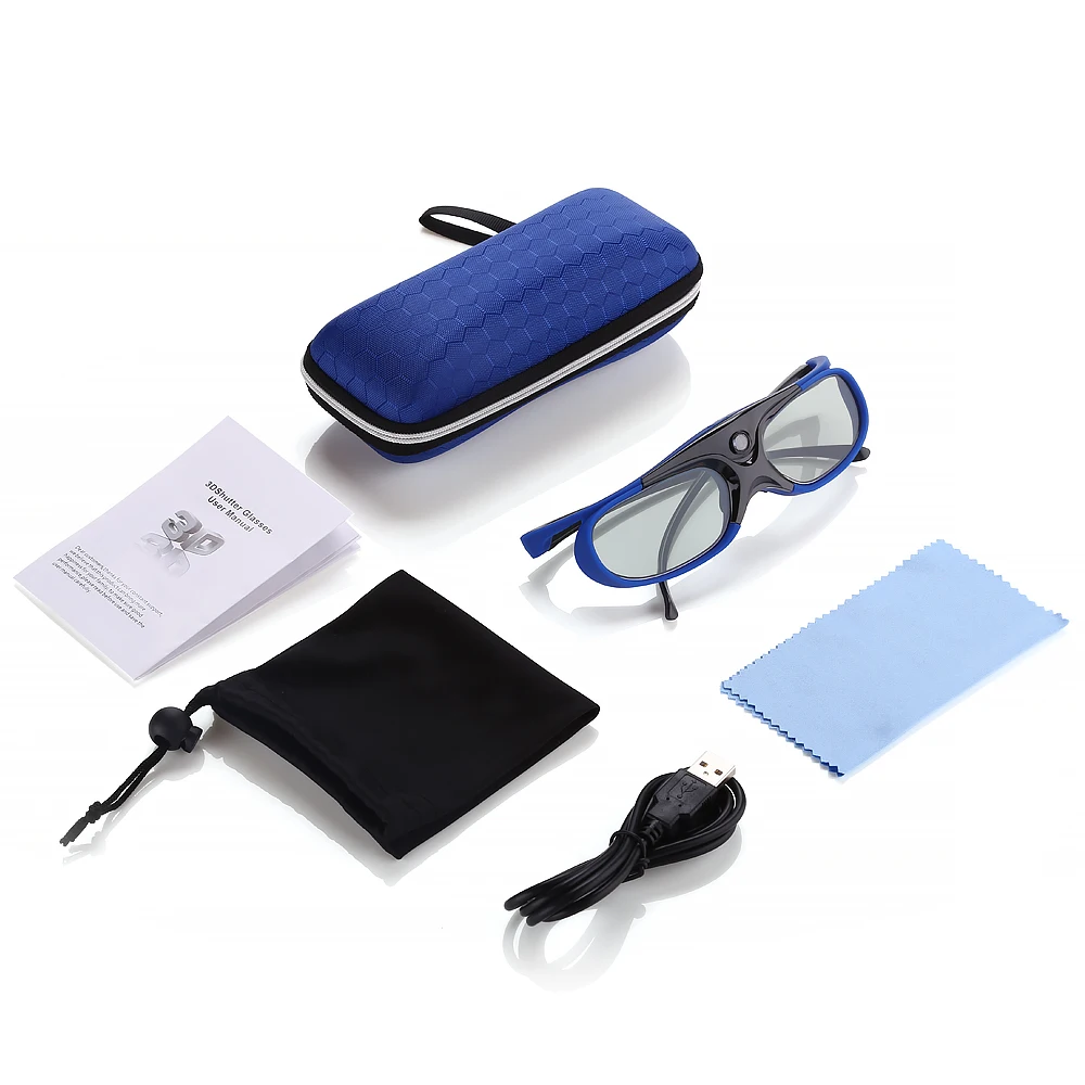 4 пары BOBLOV Active Shutter 3D очки DLP-Link USB синий Совместимый Проектор BenQ W1070 W700 Dell |