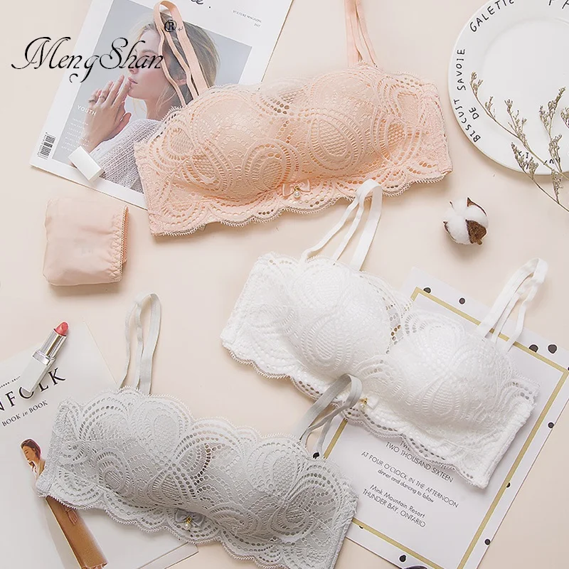 

underwear women New breast-wiping lace flour Sexy gathering, anti-wearing, non-steel ring women's bra 3D Massage Palm Cup 85A