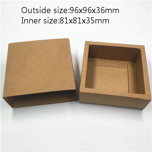 96x96x36mm 20 шт бумажные подарочные коробки, крафт-коричневые упаковочные коробки для мыла ручной работы, 4 размера, вечерние коробки для хранения ювелирных изделий/конфет/рукоделия - Цвет: 96x96x36mm