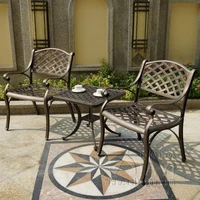 3 piece cast aluminum weather risistant outdoor chair and table gird design garden furniture for balcony decor