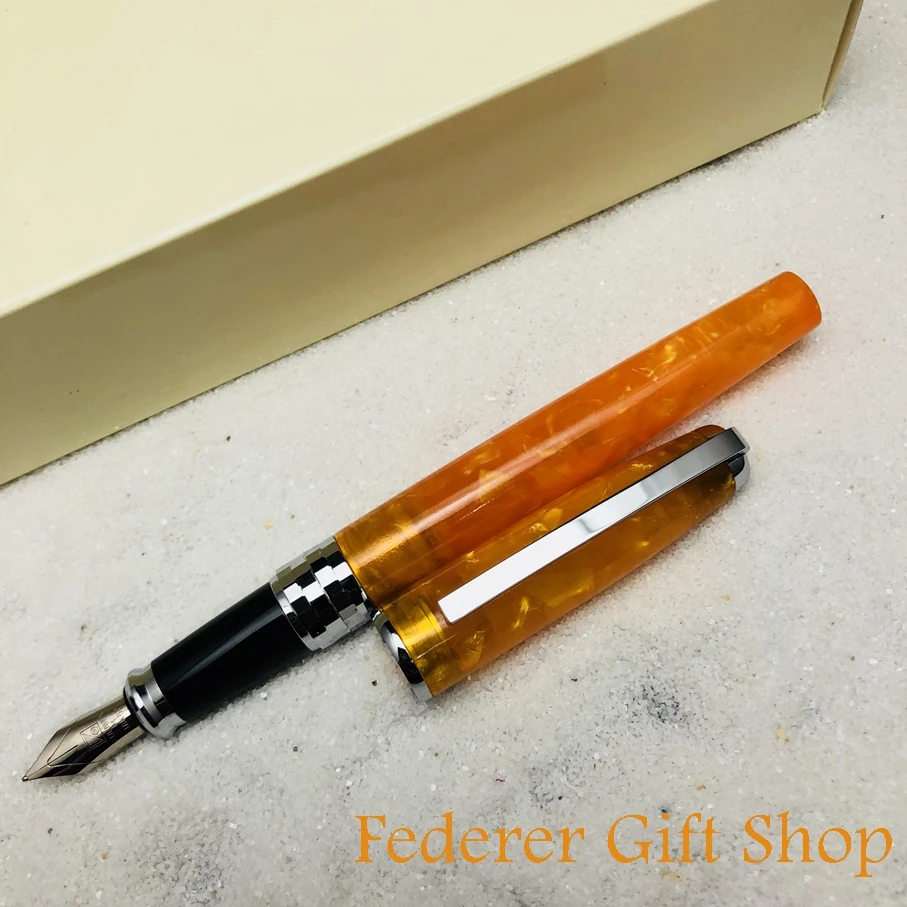 

Fountion Pen Fuliwen F26 Orange acrylic Case Gift pen M Nib ink Pen New pen