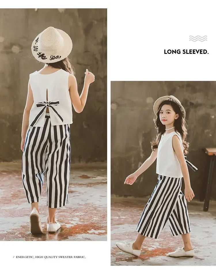 2019 хлопковый комплект из двух предметов на лямках брюки с широкими штанинами