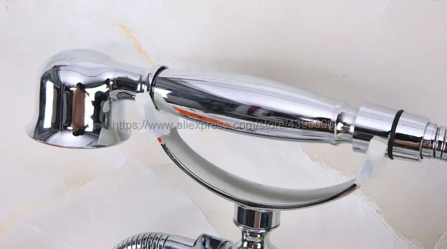 Современный хромированный смеситель для ванной комнаты настенный ручной