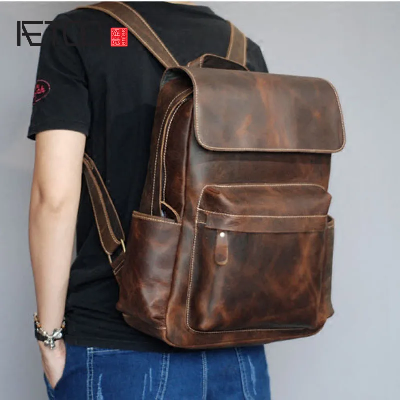 AETOO ретро ручная работа mad horse кожаная сумка на плечо мужская дорожная рюкзак|backpack