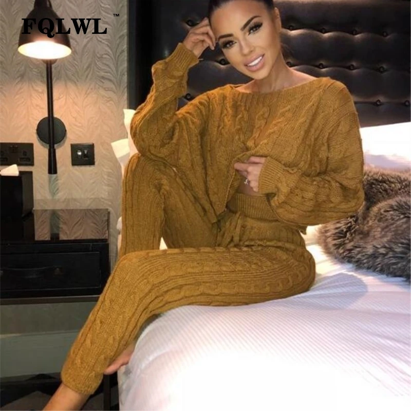 Женский комплект из двух предметов FQLWL трикотажный укороченный топ с длинными