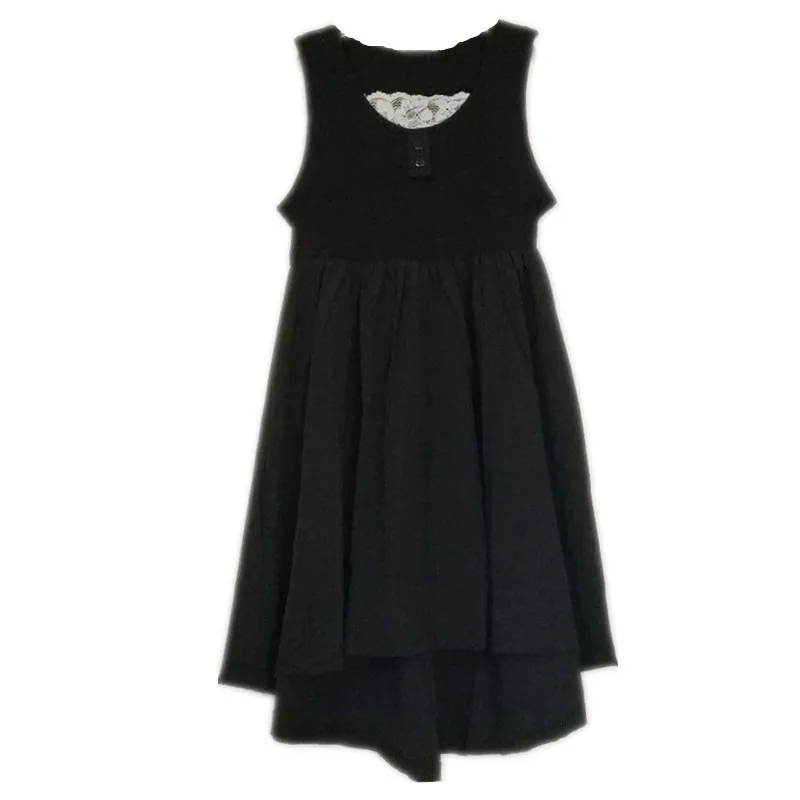 3 to 12 years kids &amp big girls summer sleeveless cotton casual lace flare dresses children fashion black asymmetrical vest dress | Детская