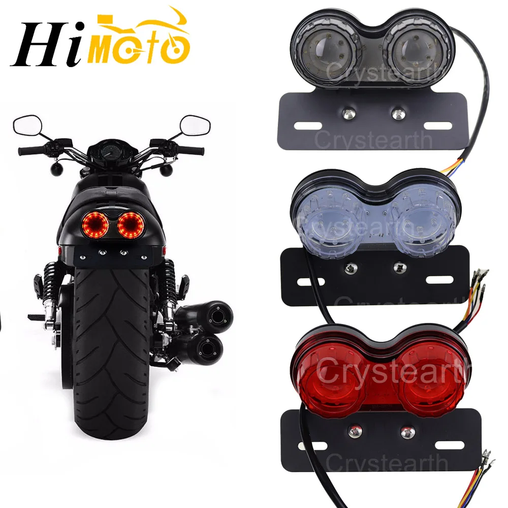 

Универсальный мотоциклетный винтажный светодиодный задний стоп-сигнал с номерным знаком для Honda Yamaha Suzuki Harley Cafe Racer Bobber