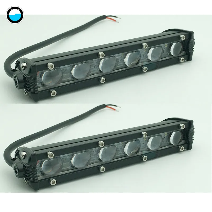 2pcs white spot 6D 7 дюймов 18 Вт Тонкий Мини светодиодный свет бар однорядные рабочие огни бар внедорожный светодиодный рабочий свет дальнего света для грузовика SUV ATV Boad RZR - Цвет: 2pcs white spot