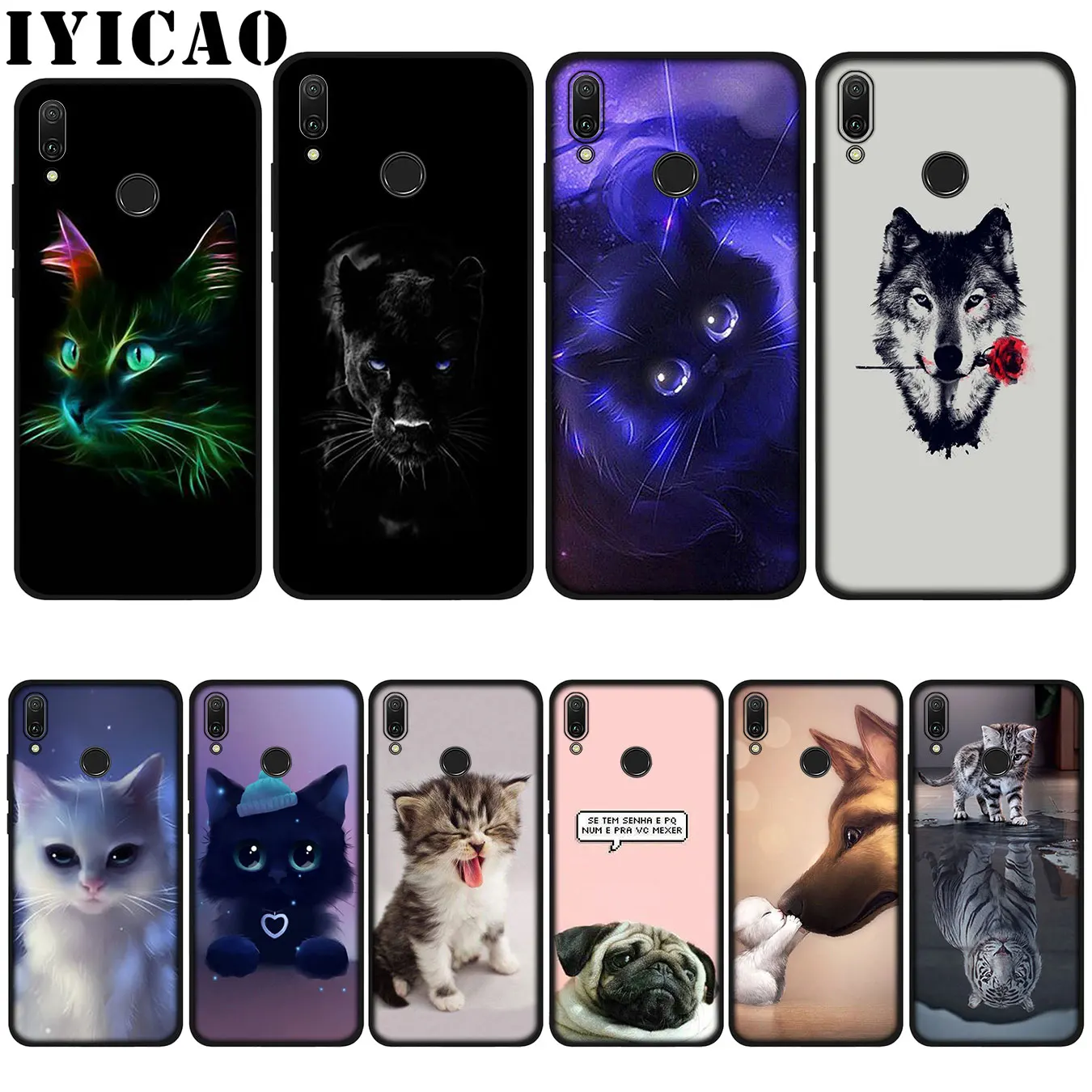 Iyicao кота милые собака и кошка мягкий чехол для huawei P20 Pro P10 P8 P9 P30 Lite Mini 2017 P Smart 2019