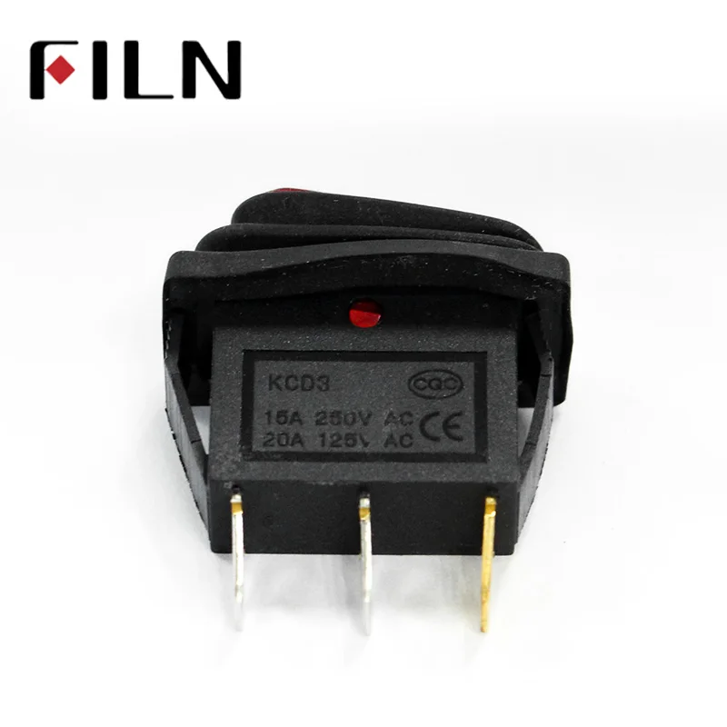 FILN KCD3 220V IP67 водонепроницаемый мини вкл/выкл тумблер 3 шпильки крышка автомобиля
