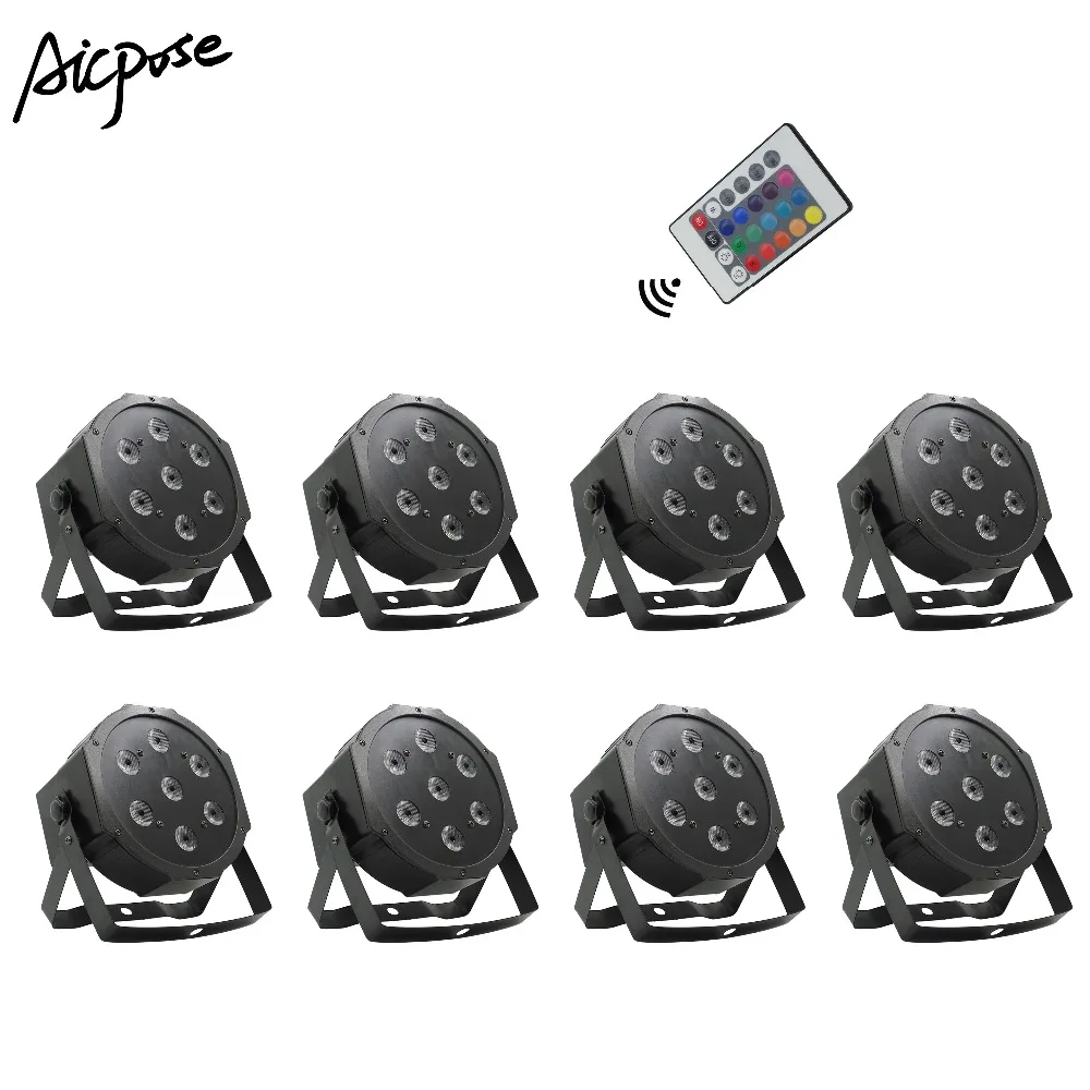 

8 шт./лот пульт дистанционного управления Par lights 7x12 Вт маленький объектив RGBW 4 в 1 7*12 Вт с пультом дистанционного управления Fat Par Led диско DJ бар ...
