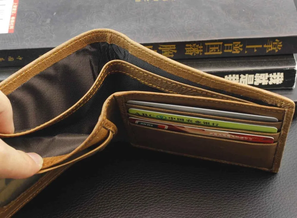 Винтажный стиль скорпион из натуральной кожи Двойные Бумажник для денег и карт