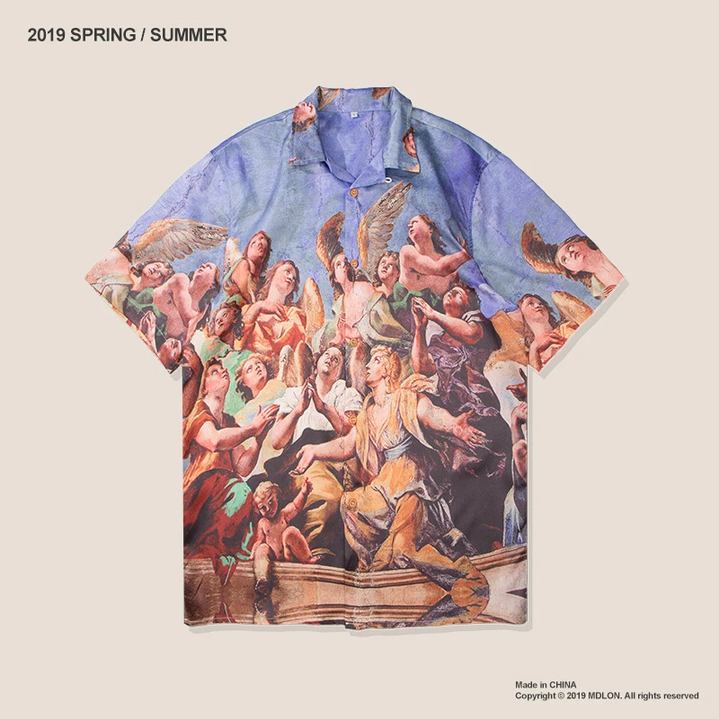 Angle Character забавная Мужская свободная футболка с принтом отложным воротником