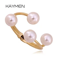 kaymen hot selling imitation pearl cuff bracelet bangle fashion style luxury golden statement bangle for women