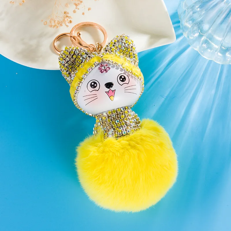 Новое поступление Мода кулон сыр Lucky Cat кролика рекс меховой брелок для